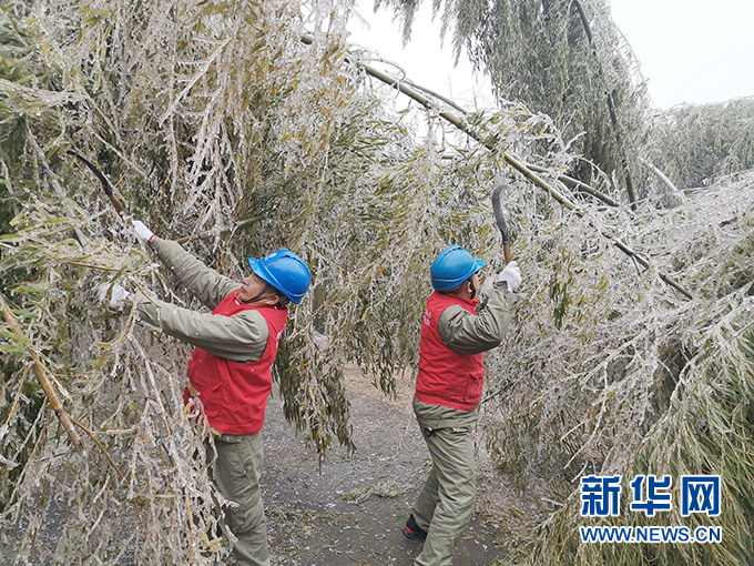 （新春走基层）湖北崇阳战冻雨保春节用电